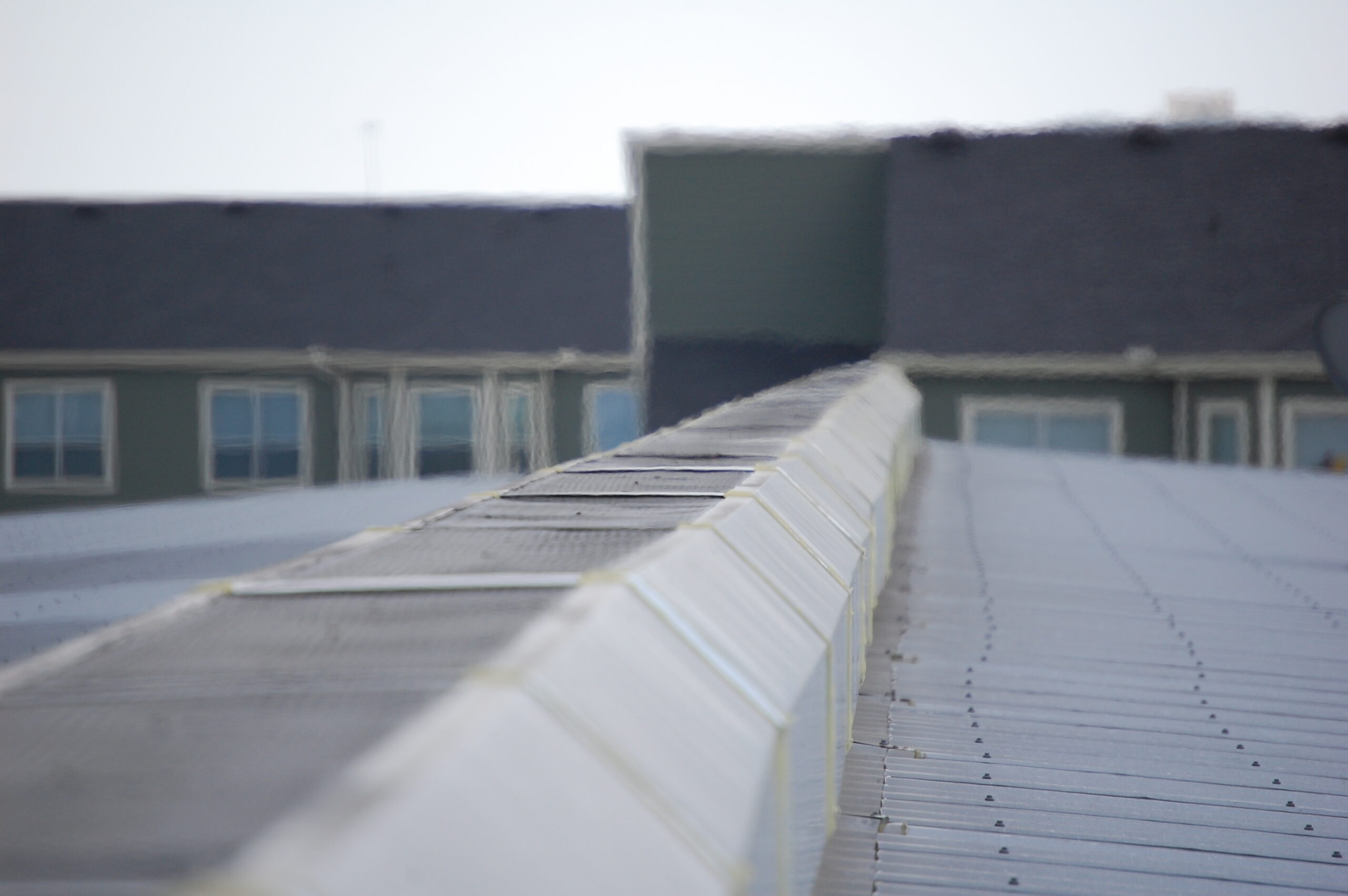 Close-up of ridge vent atop a metal building