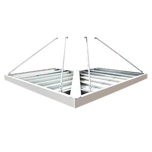 Overhead view of metal building corner canopy