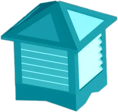 Blue metal building cupola with weather vane