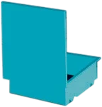 Blue roof access hatch with hatch open